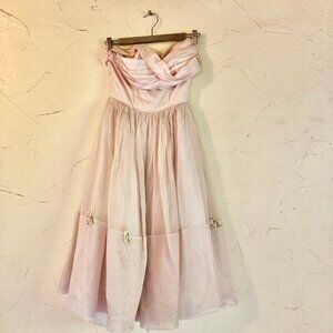 Vintage Pink Tulle Prom Dress, 1950's